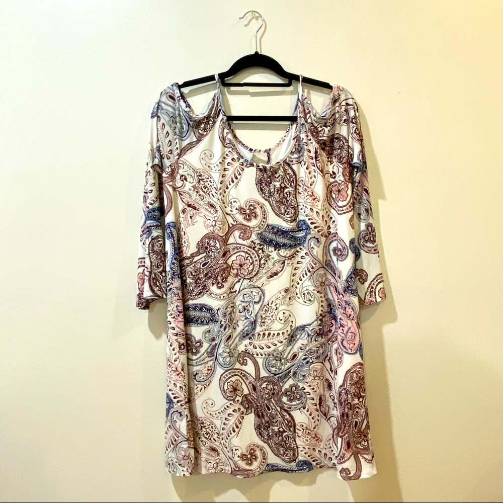 Cato Cold Shoulder Print Dress